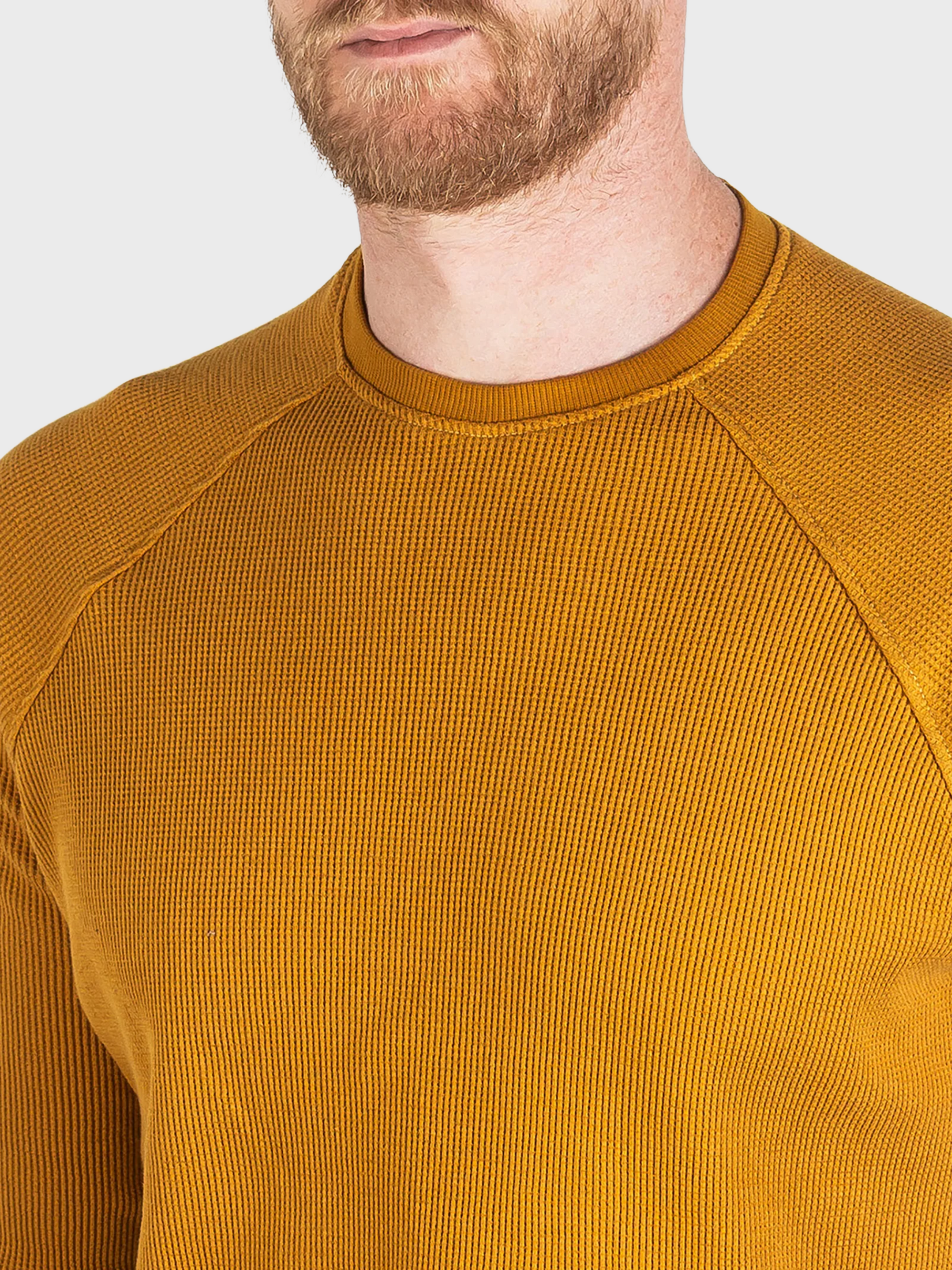 Jude Neale Rogan Waffle Long Sleeve - Mustard-Men's Shirts-Brooklyn-Vancouver-Yaletown-Canada