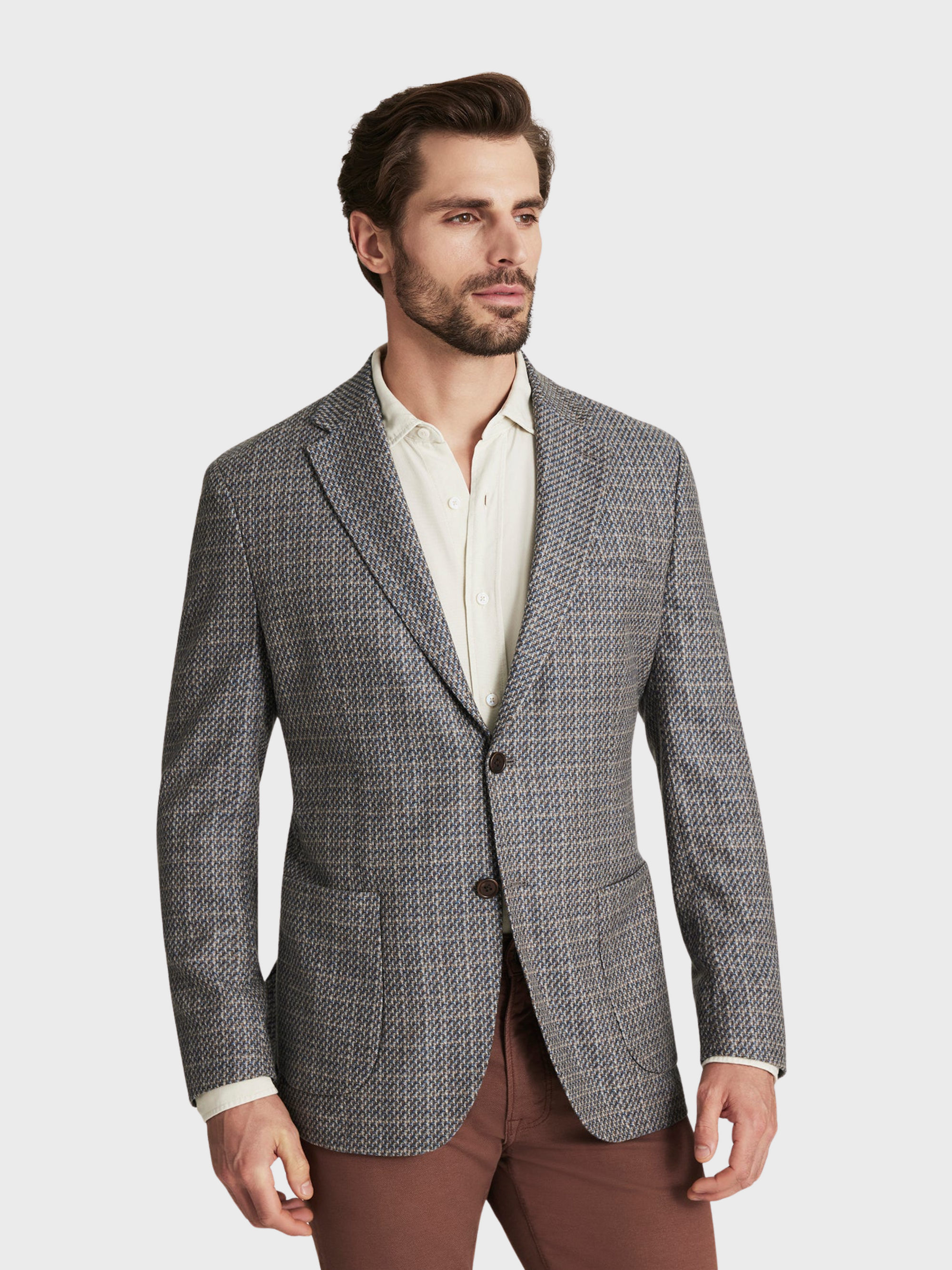 34 Heritage Matteo Mini Checked Blazer Dark Blue-Men's Blazers-Brooklyn-Vancouver-Yaletown-Canada