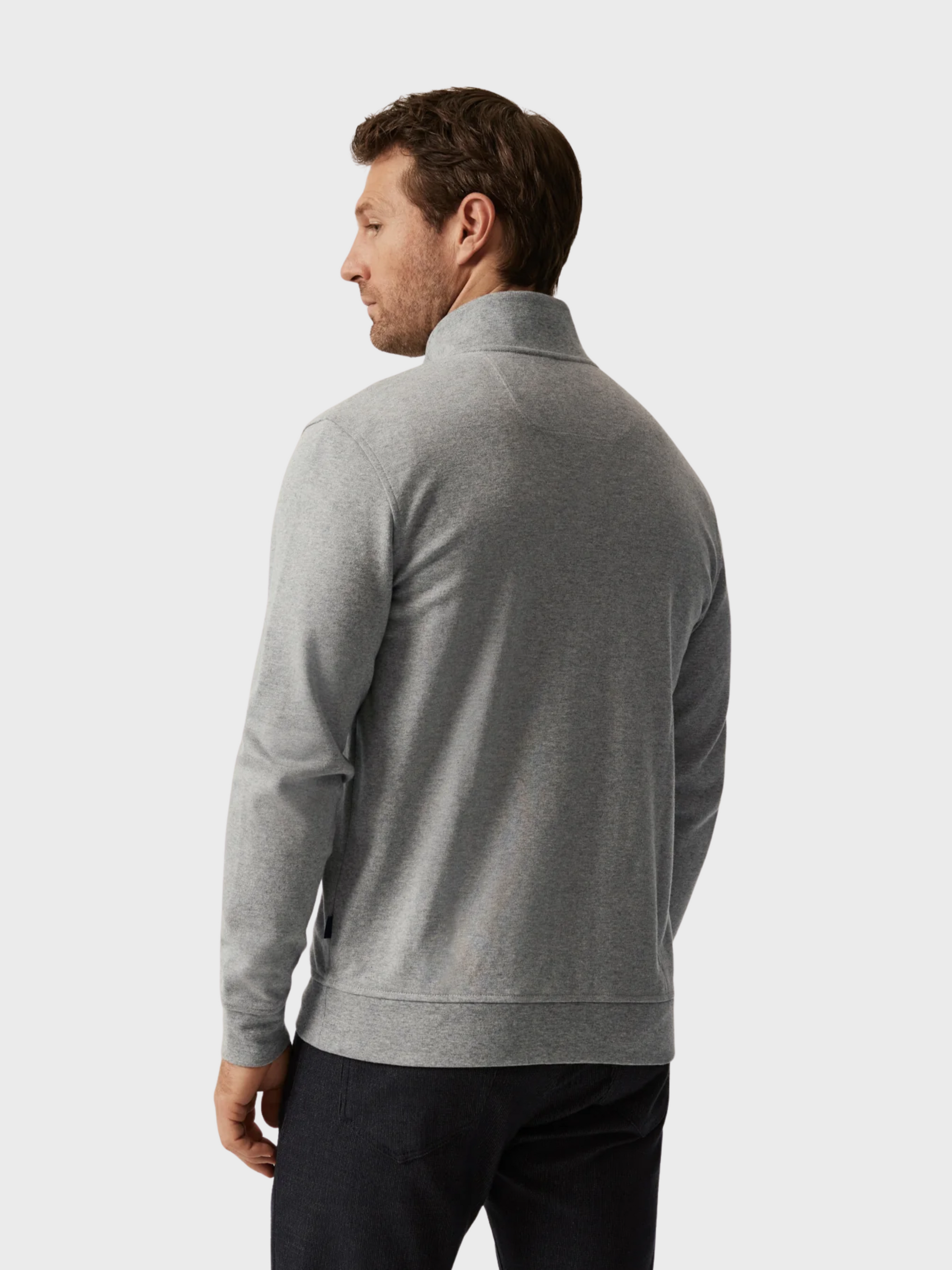 34 Heritage High Neck Zip-Up Grey Melange-Men's Sweaters-Brooklyn-Vancouver-Yaletown-Canada
