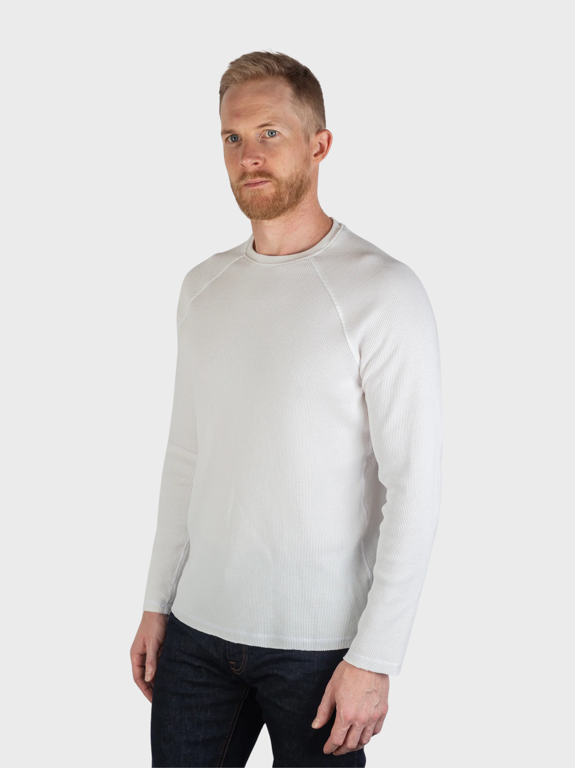 Jude Neale Rogan Waffle Long Sleeve - White-Men's Shirts-Brooklyn-Vancouver-Yaletown-Canada