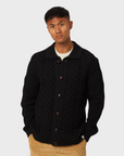 Peregrine Hudson Aran Cardigan - Black-Men's Sweaters-Brooklyn-Vancouver-Yaletown-Canada