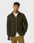Peregrine Fisherman Cardigan - Olive-Men's Sweaters-Brooklyn-Vancouver-Yaletown-Canada