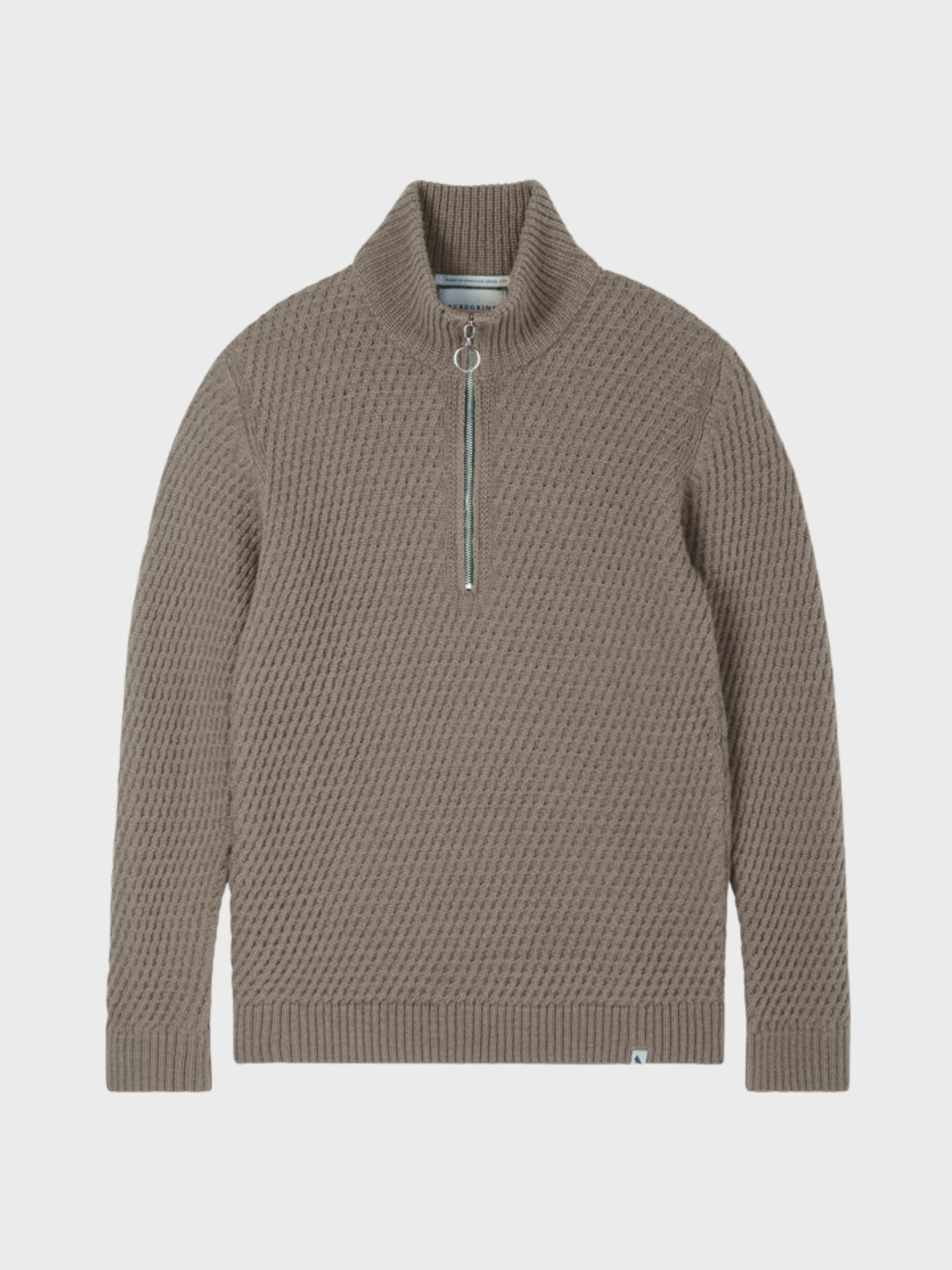 Peregrine Birchall Quarter Zip Jumper - Oak-Men's Sweaters-Brooklyn-Vancouver-Yaletown-Canada
