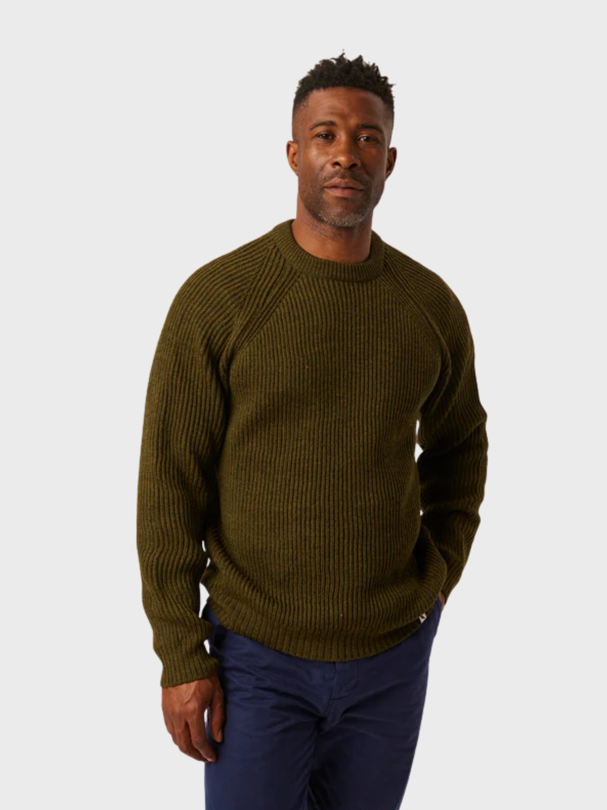 Peregrine Ford Crew Jumper - Olive-Men's Sweaters-Brooklyn-Vancouver-Yaletown-Canada