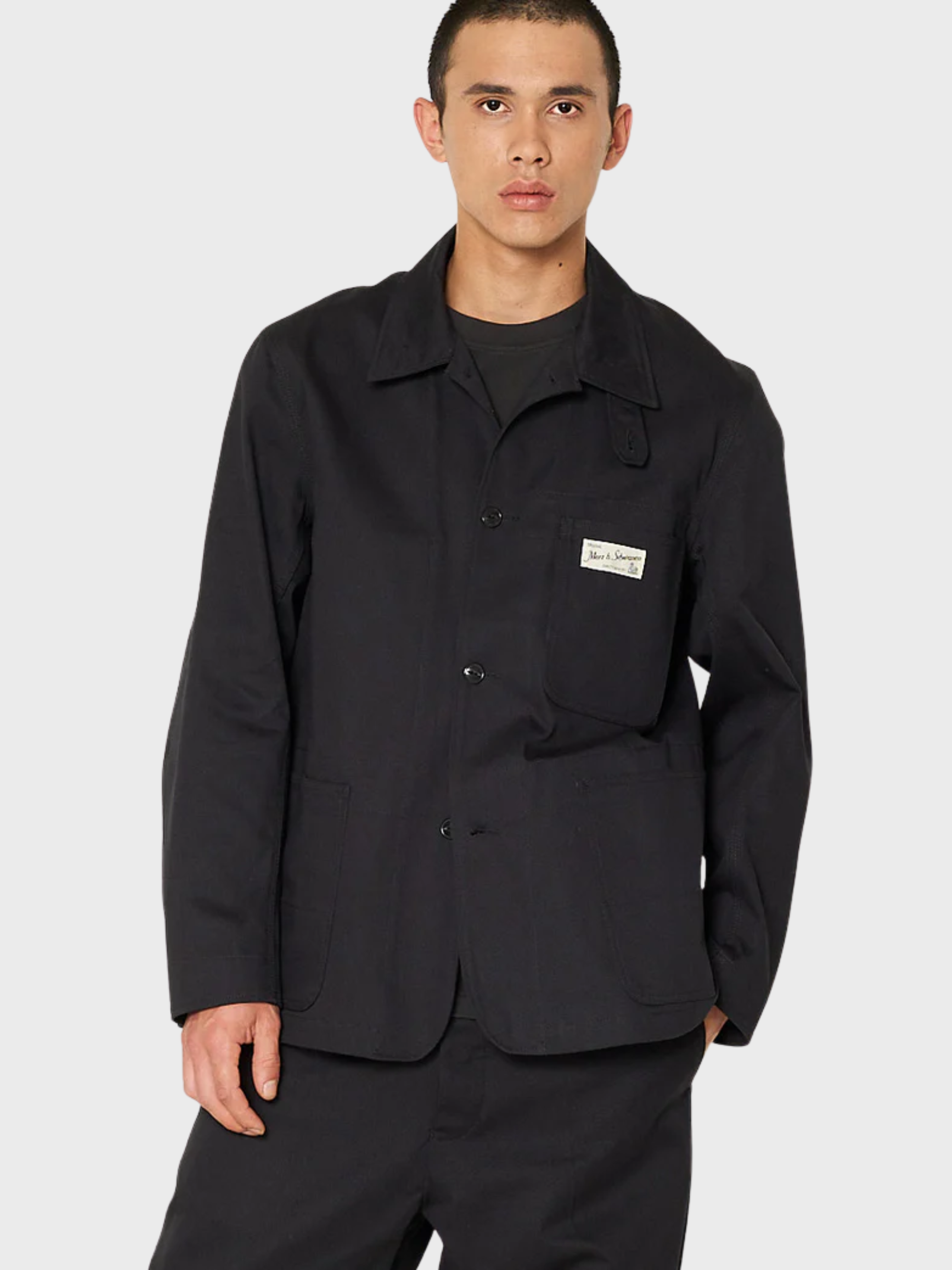 Merz Unisex Jacket, Organic Cotton Twill - deep black-Men's Jackets-Brooklyn-Vancouver-Yaletown-Canada