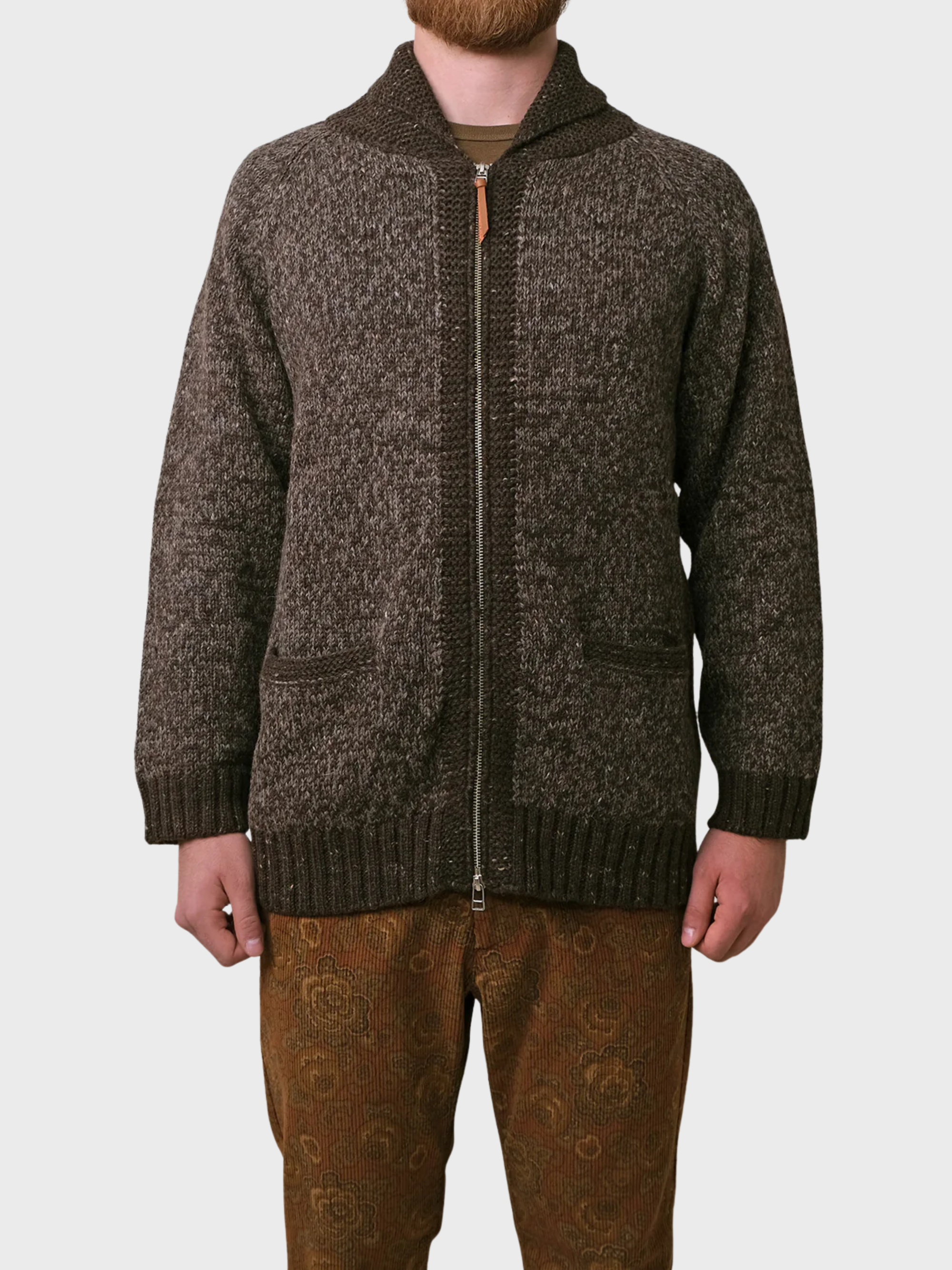 Outclass Zip Cardigan - Brown Marl-Men's Sweaters-Brooklyn-Vancouver-Yaletown-Canada