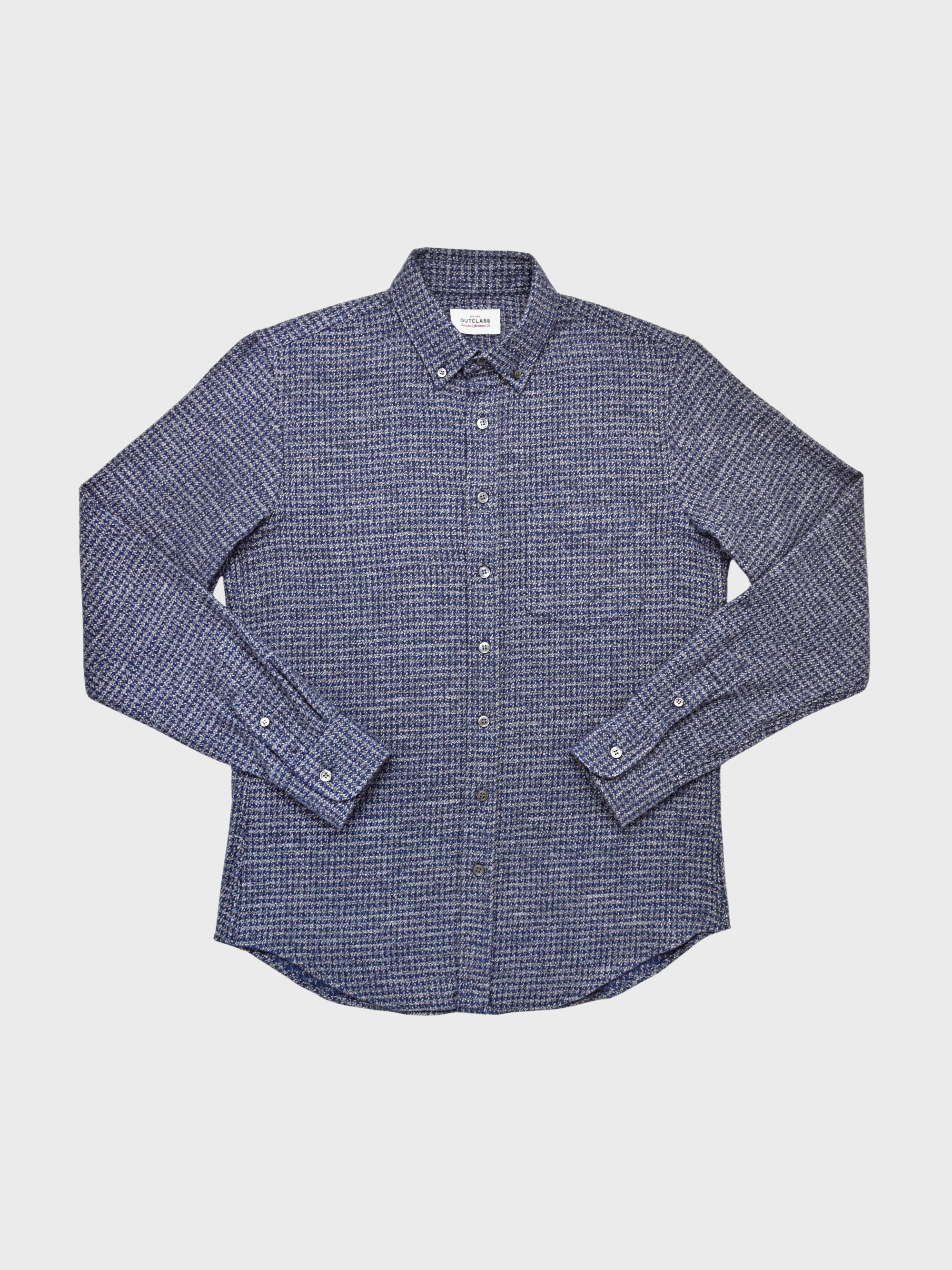 Outclass Flannel Classic Shirt - Indigo Houndstooth-Men's Shirts-Brooklyn-Vancouver-Yaletown-Canada