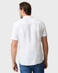 34 Heritage Linen Short Sleeve Shirt Bright White SS24-Men's Shirts-Howard-Surrey-Canada