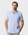 34 Heritage Linen Short Sleeve Shirt Hawaiian Ocean-Men's Shirts-Brooklyn-Vancouver-Yaletown-Canada