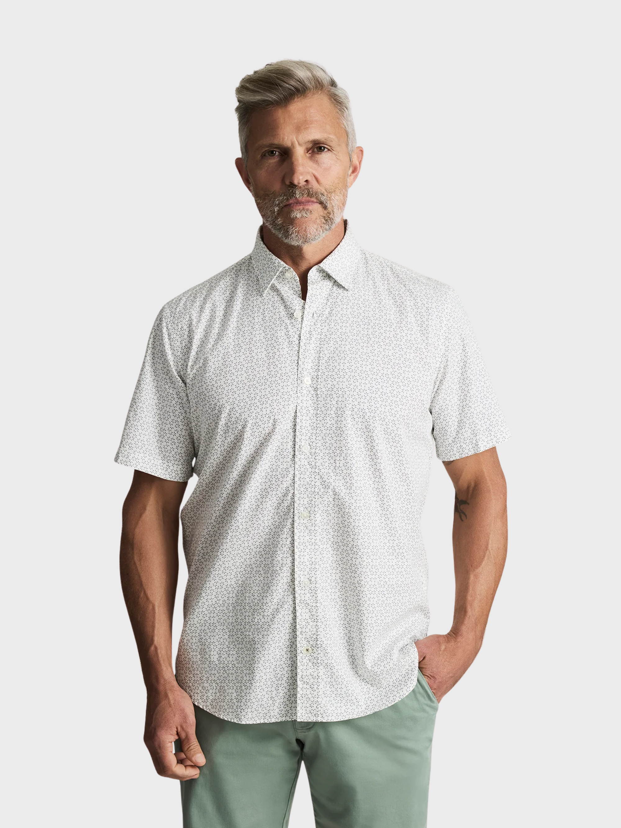 34 Heritage Luxe Twill Printed Shirt Vintage Indigo-Men's Shirts-Howard-Surrey-Canada