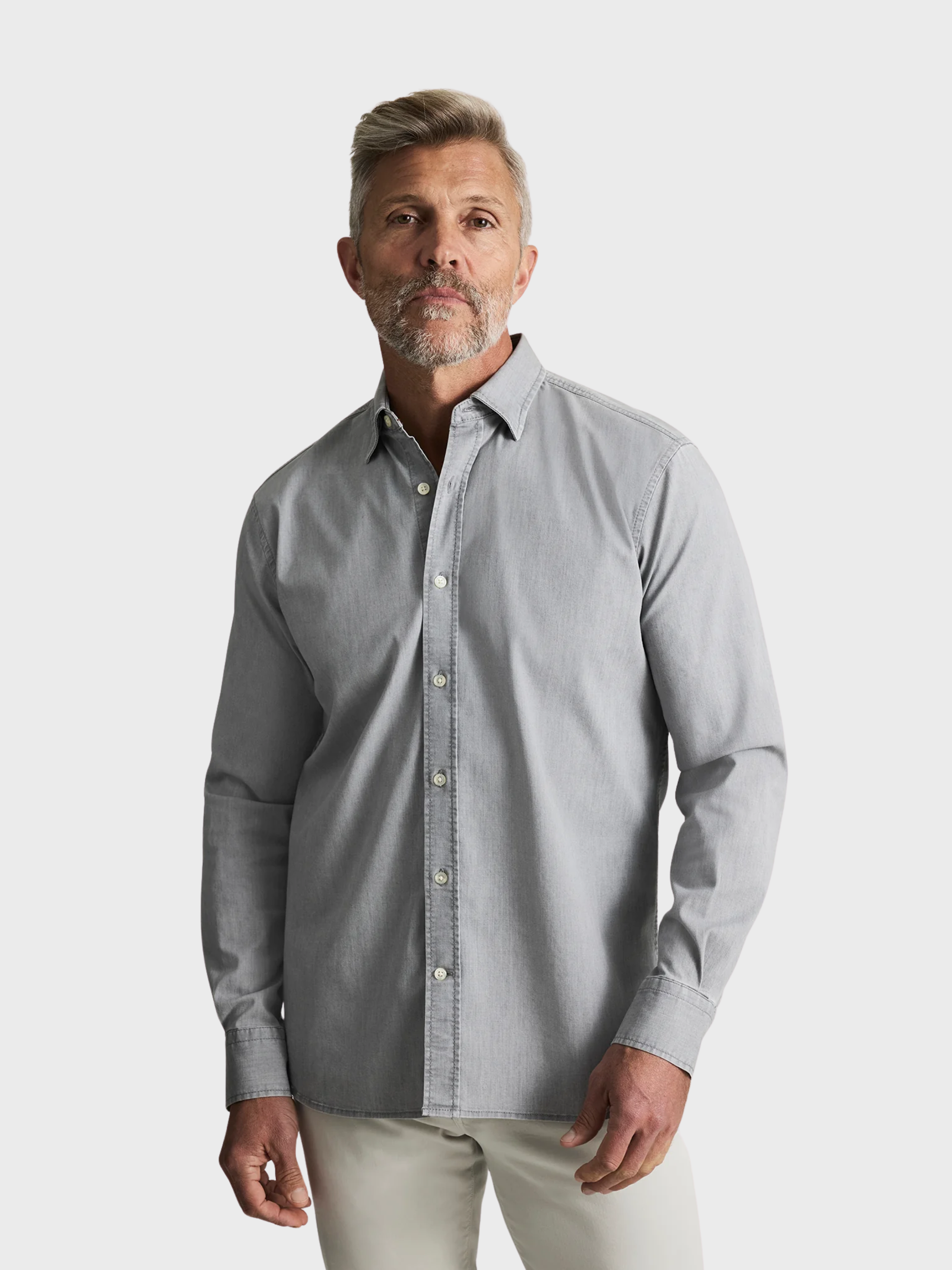 34 Heritage Denim Shirt Grey Indigo-Men's Shirts-Howard-Surrey-Canada