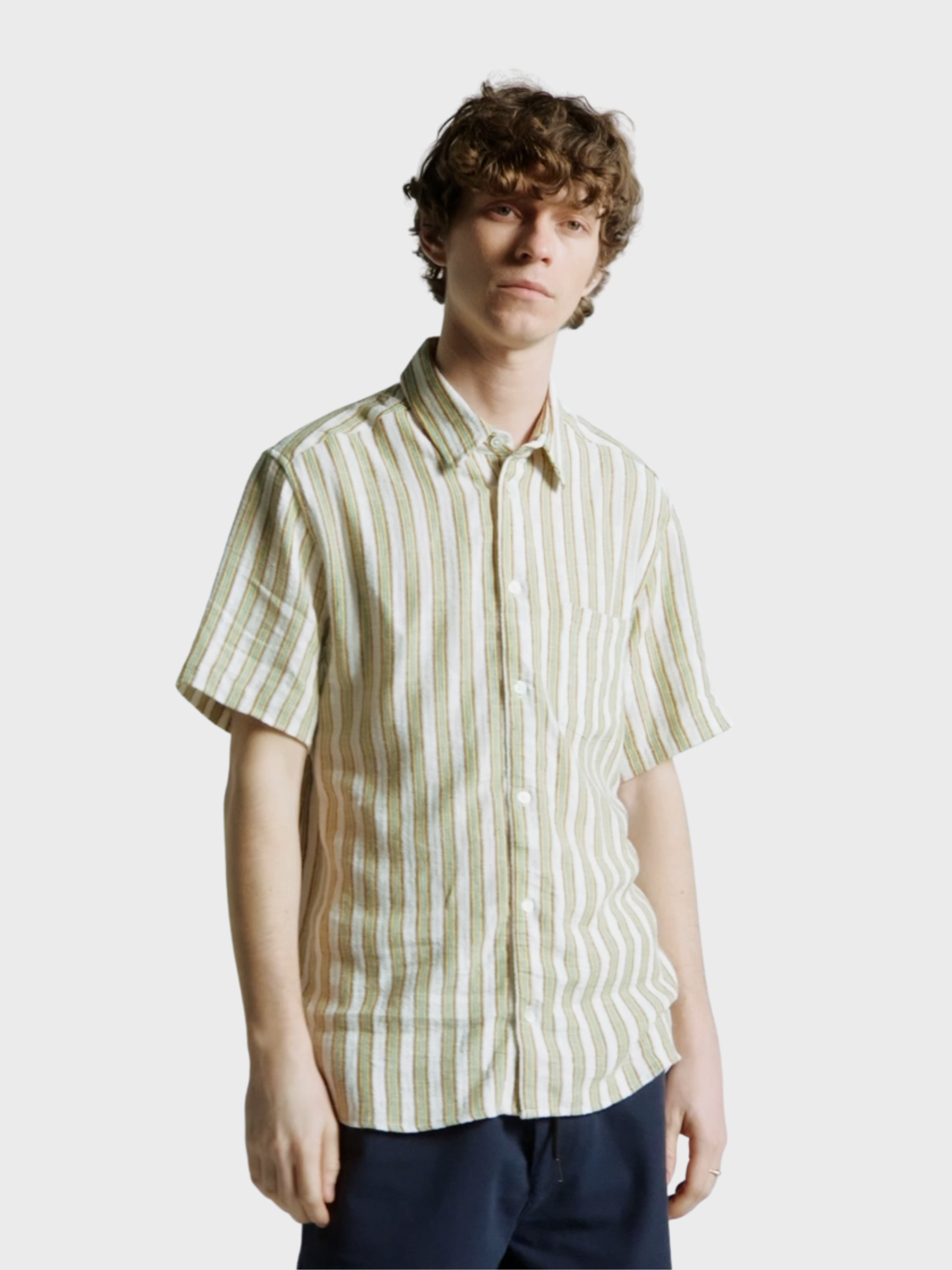 Far Afield Classic Shirt - Canopy Stripe - White/Multi-Men's Shirts-Brooklyn-Vancouver-Yaletown-Canada