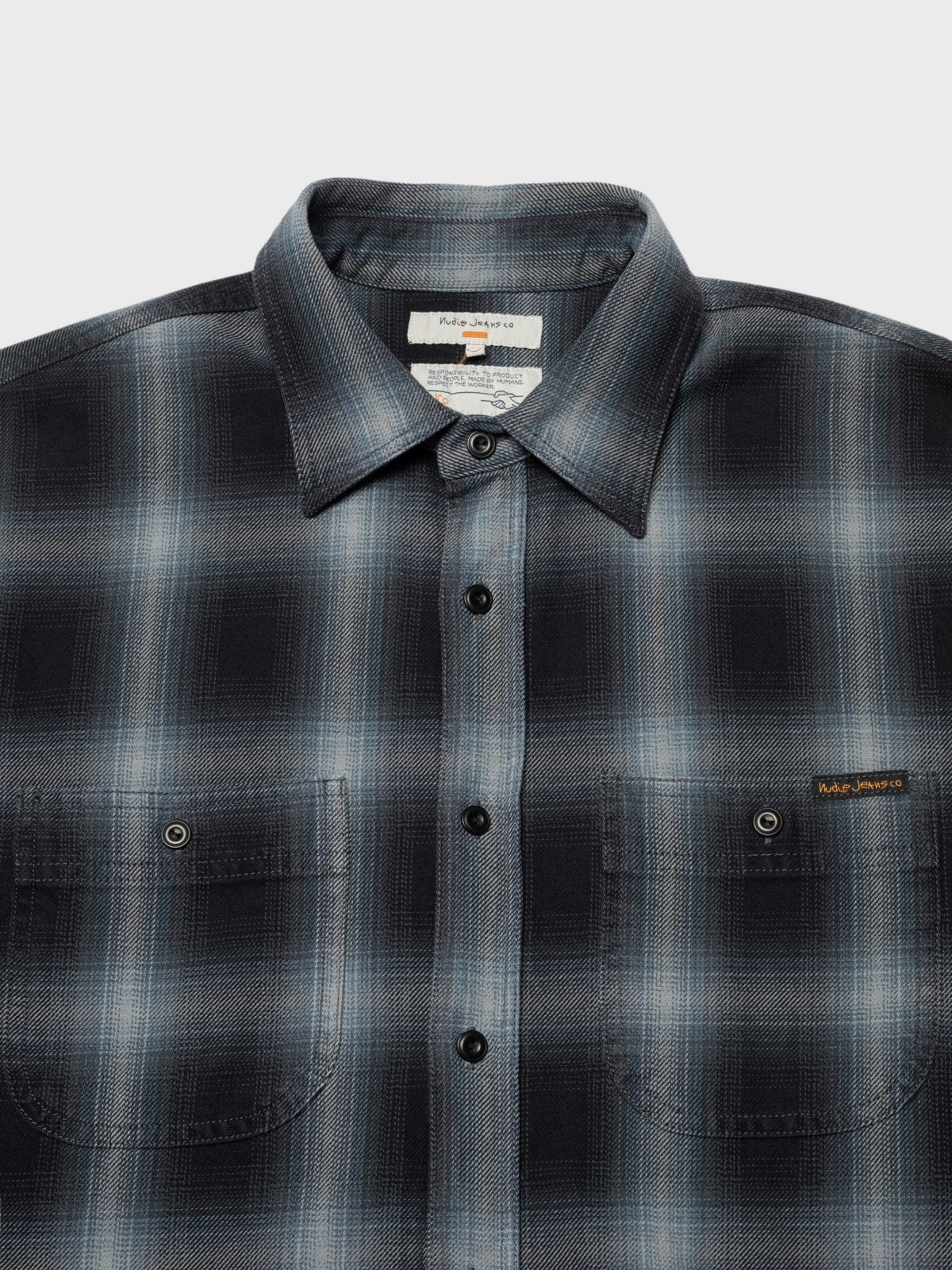Nudie Julian Worker Shadow Check Shirt Black-Men's T-Shirts-Brooklyn-Vancouver-Yaletown-Canada