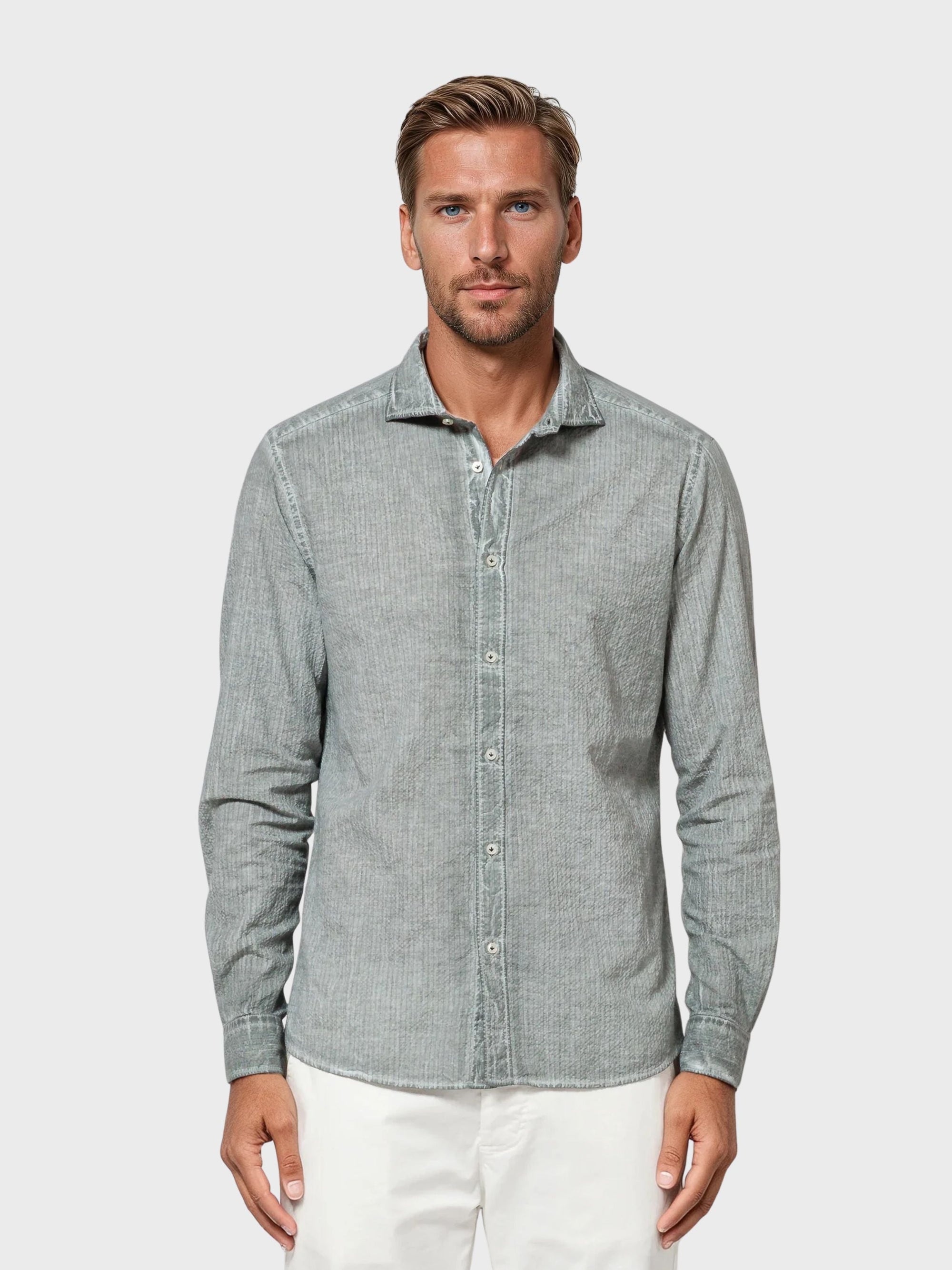 Ploumanach Harrison Cloque Shirt - Salvia-Men's Shirts-Brooklyn-Vancouver-Yaletown-Canada