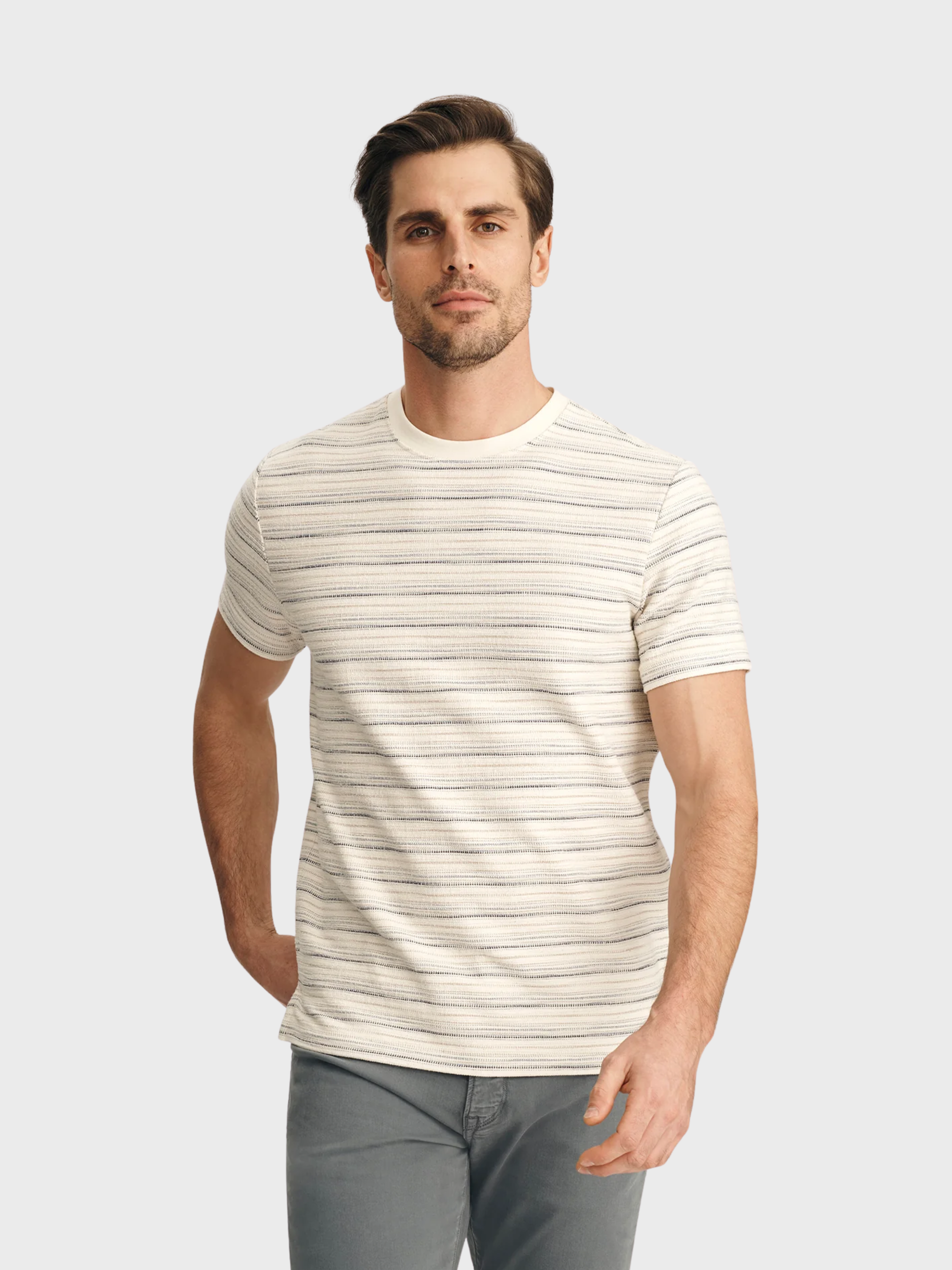 34 Heritage Striped Tee Beige-Men's T-Shirts-Brooklyn-Vancouver-Yaletown-Canada