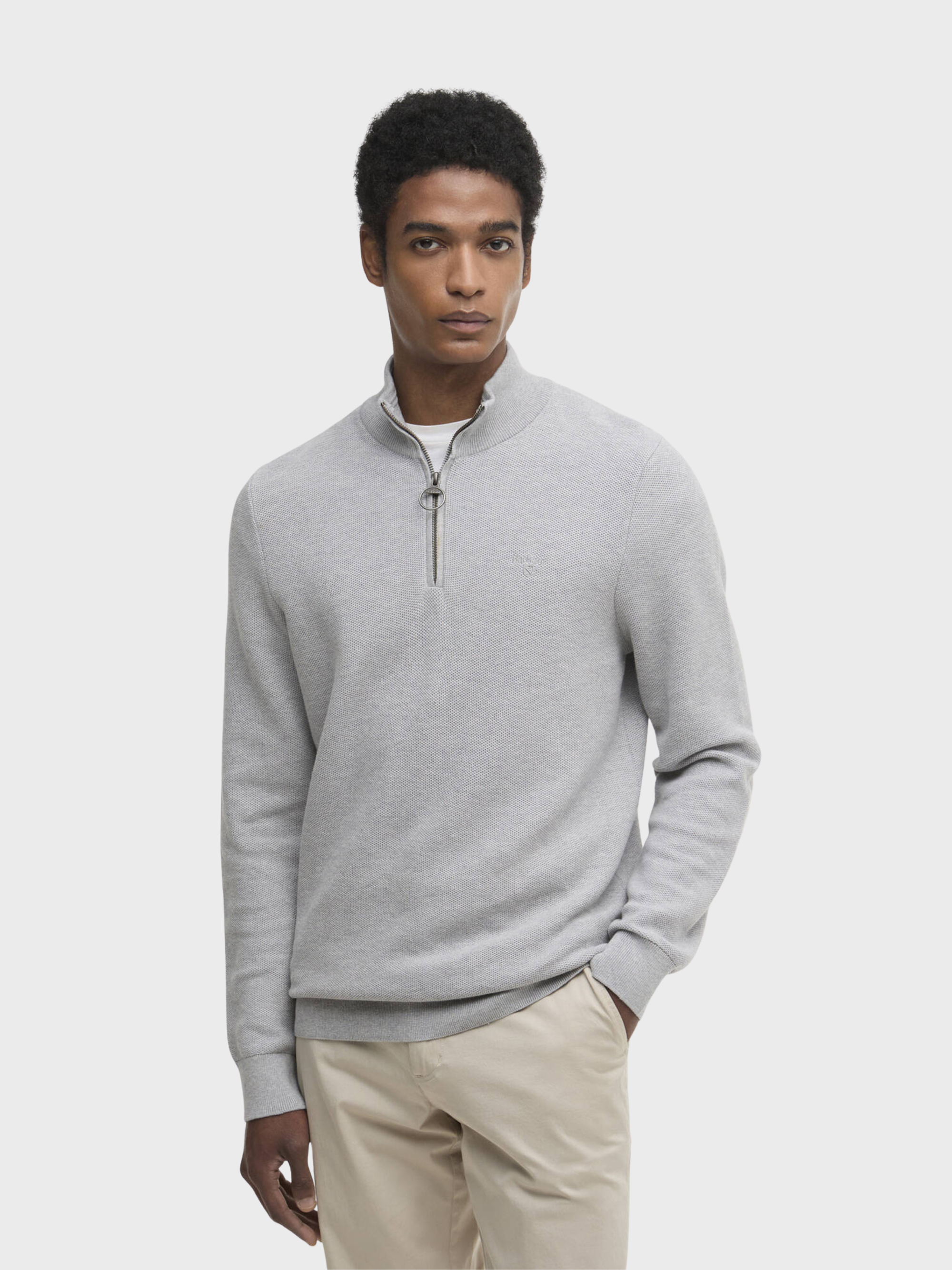 Barbour Honeycomb Hz - Grey Marl-Men's Sweaters-Brooklyn-Vancouver-Yaletown-Canada