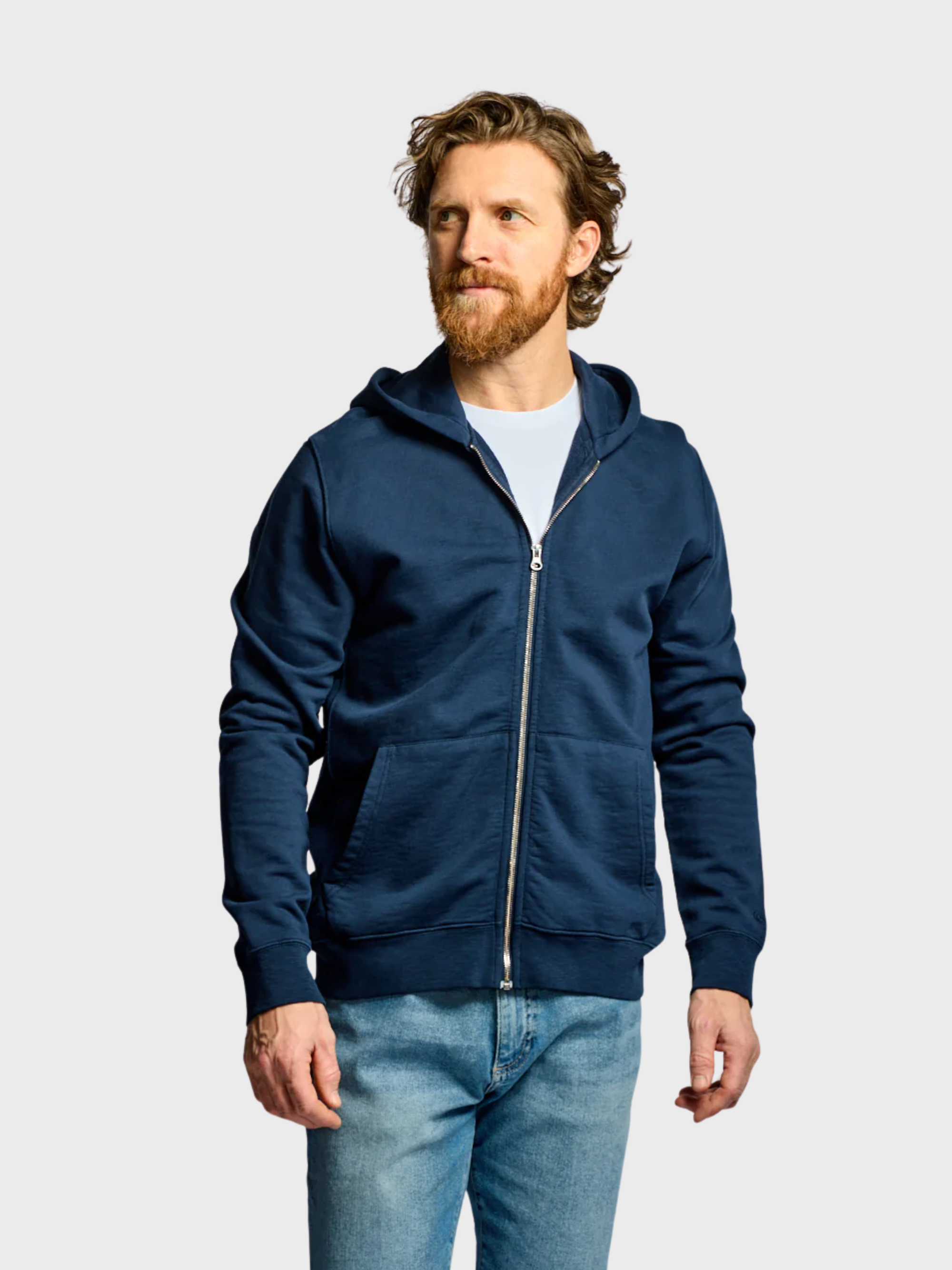 Easy Mondays Slub Cotton Zip Hoodie Navy-Men's Sweatshirts-Brooklyn-Vancouver-Yaletown-Canada