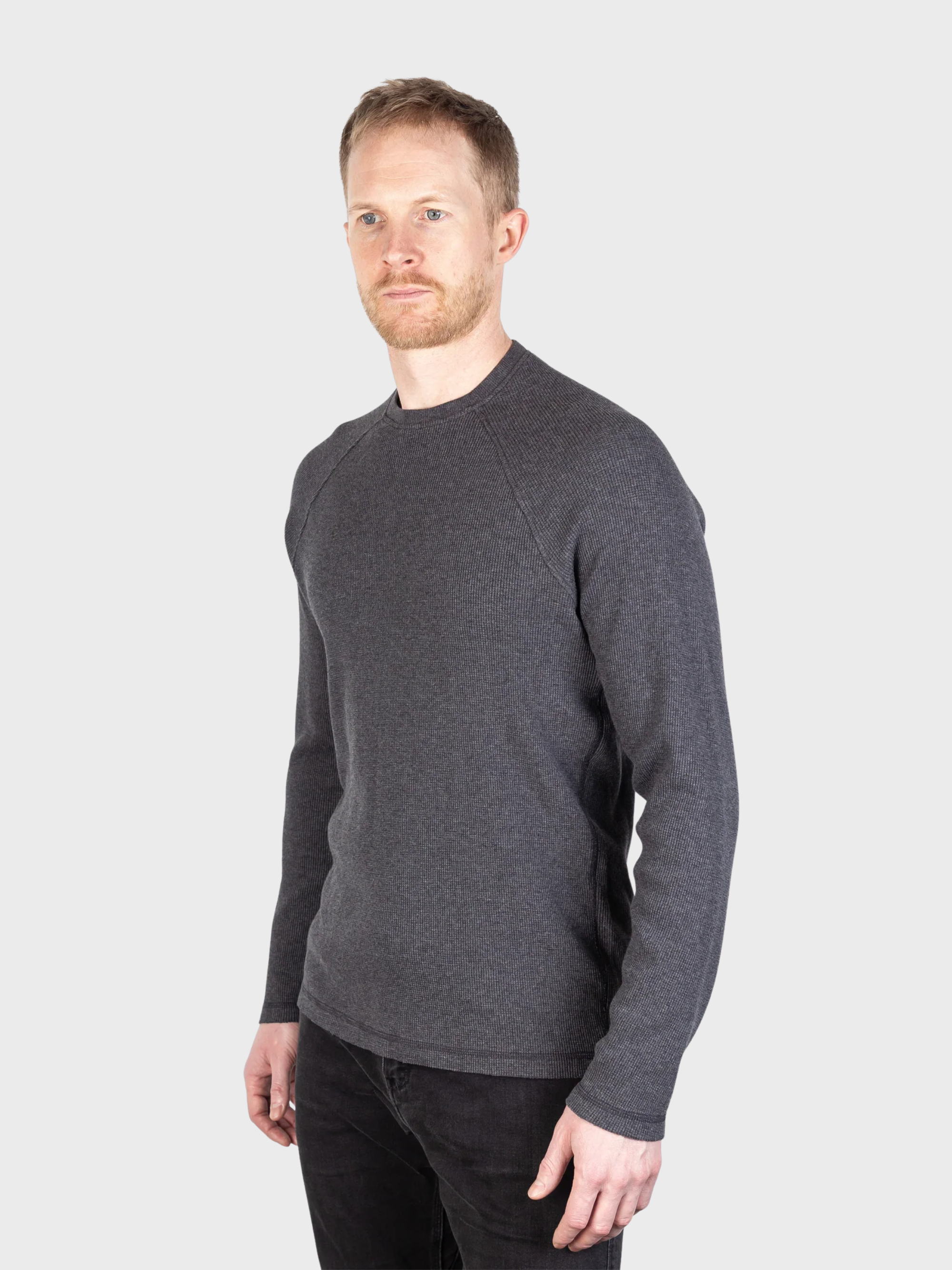 Jude Neale Rogan Waffle Long Sleeve - Grey Mix-Men's T-Shirts-Brooklyn-Vancouver-Yaletown-Canada