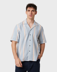 Peregrine Quay Cuban Collar Shirt - River Stripe-Men's Shirts-Brooklyn-Vancouver-Yaletown-Canada