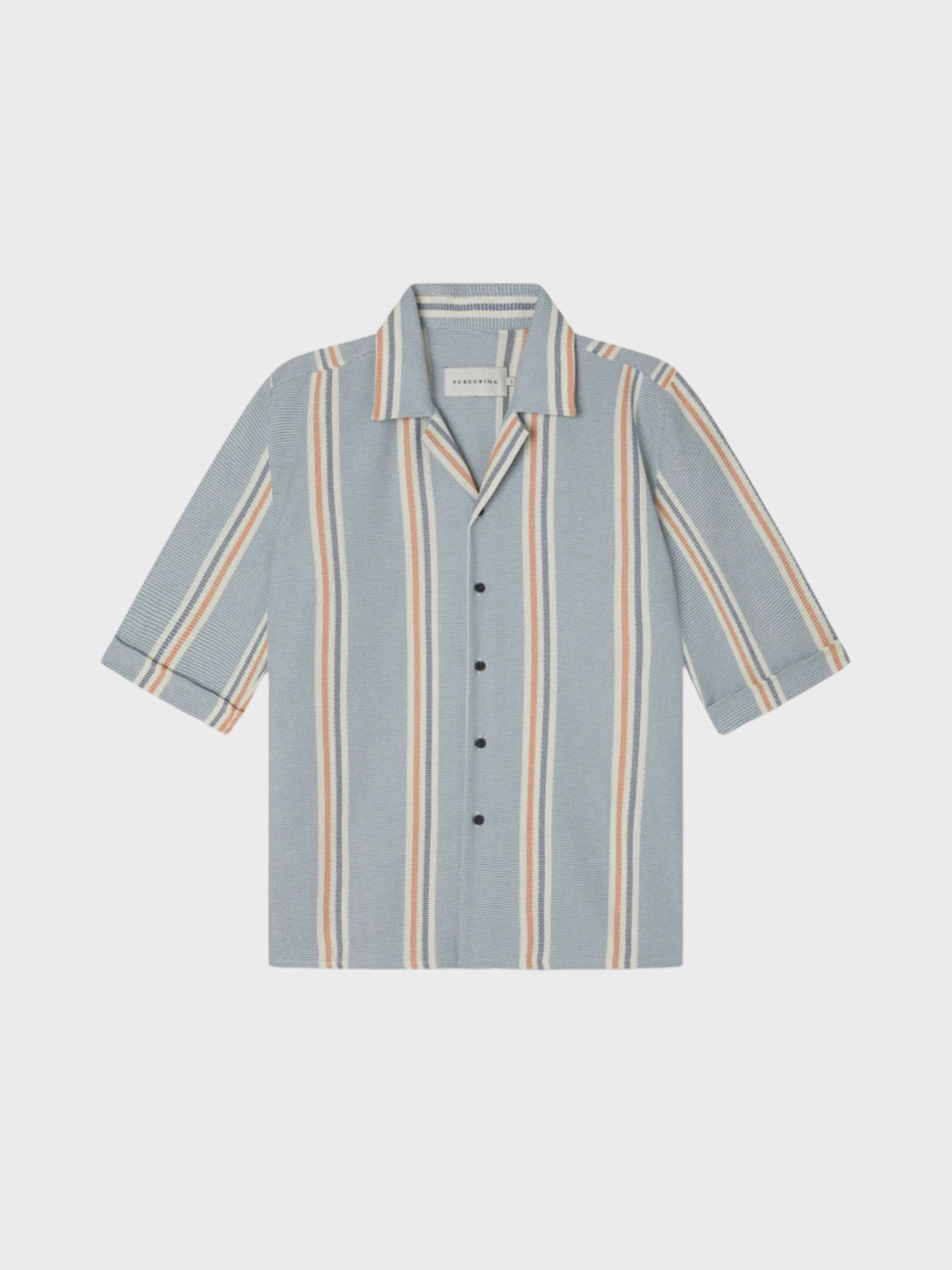Peregrine Quay Cuban Collar Shirt - River Stripe-Men's Shirts-Brooklyn-Vancouver-Yaletown-Canada