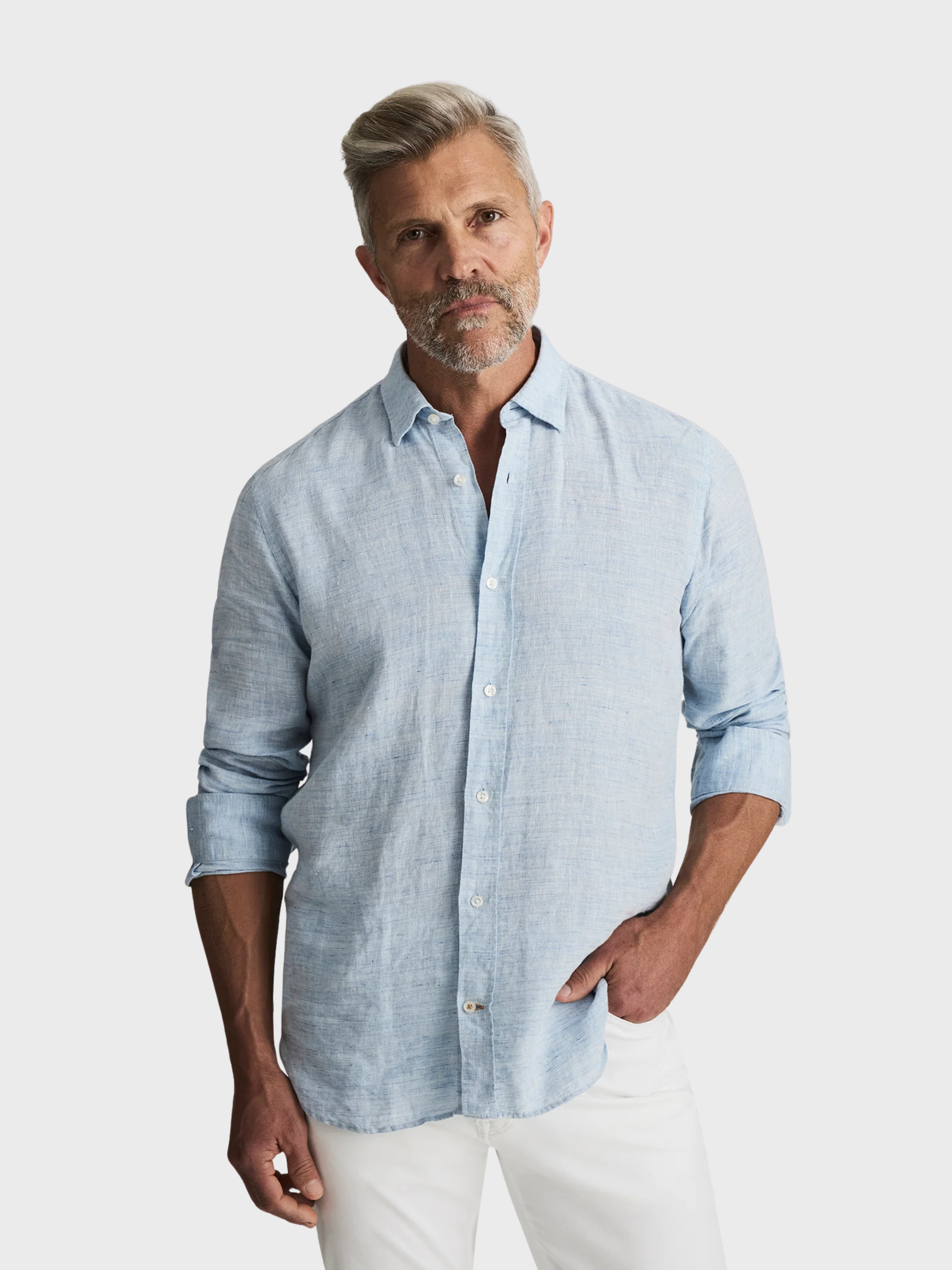34 Heritage Linen Shirt Blue-Men's Shirts-Brooklyn-Vancouver-Yaletown-Canada