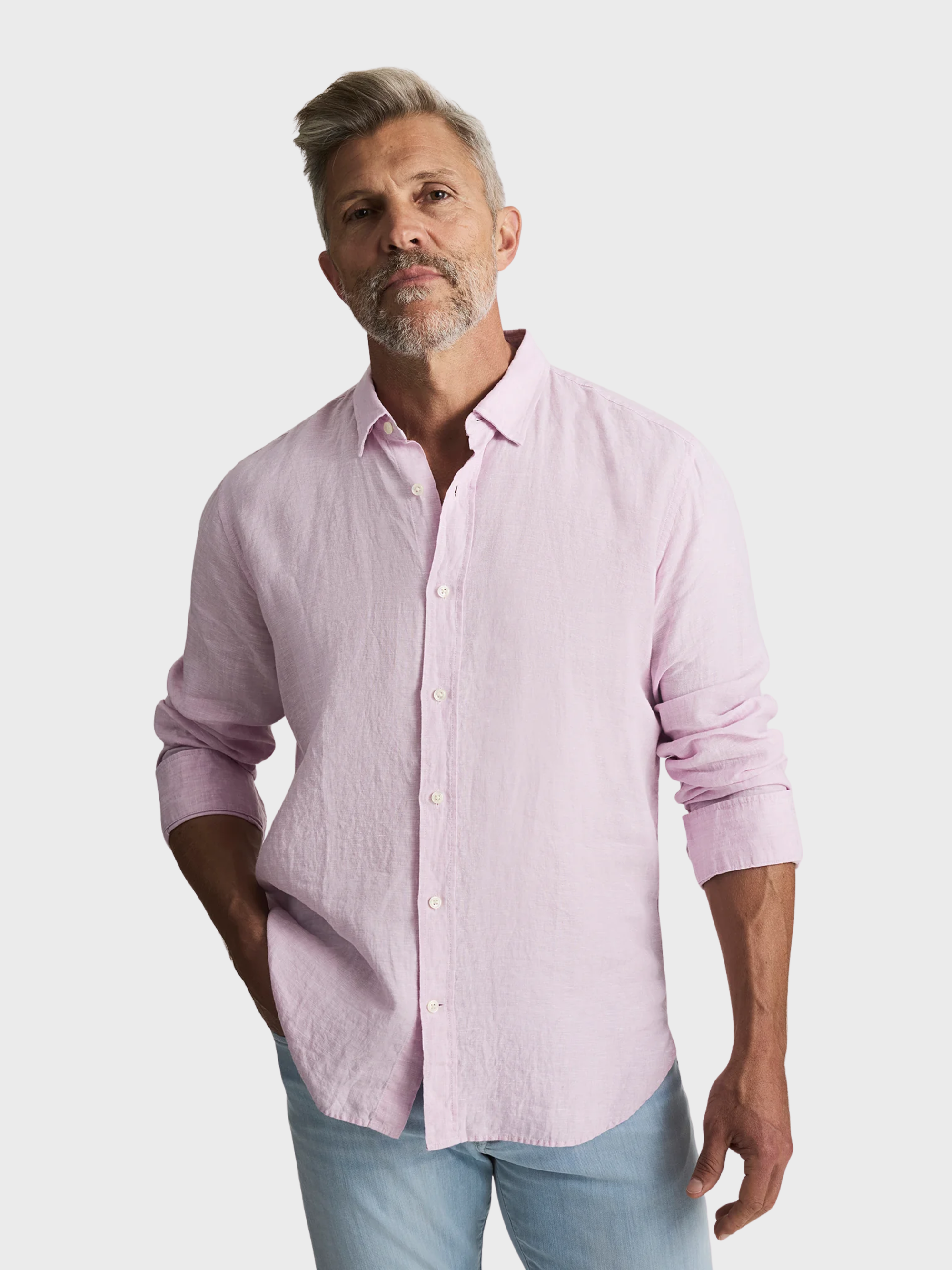 34 Heritage Linen Shirt Lilac-Men's Shirts-Brooklyn-Vancouver-Yaletown-Canada