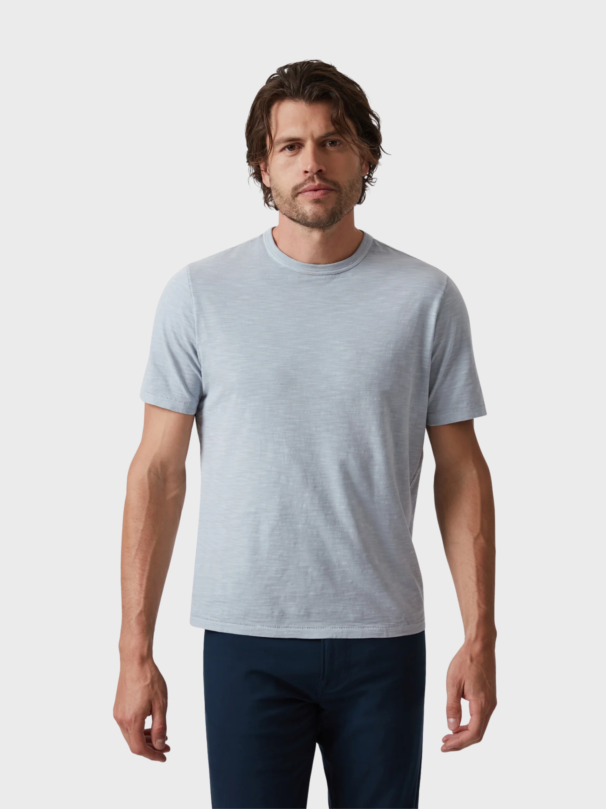 34 Heritage Slub Crew Neck Tshirt Blue Fog-Men's T-Shirts-Brooklyn-Vancouver-Yaletown-Canada