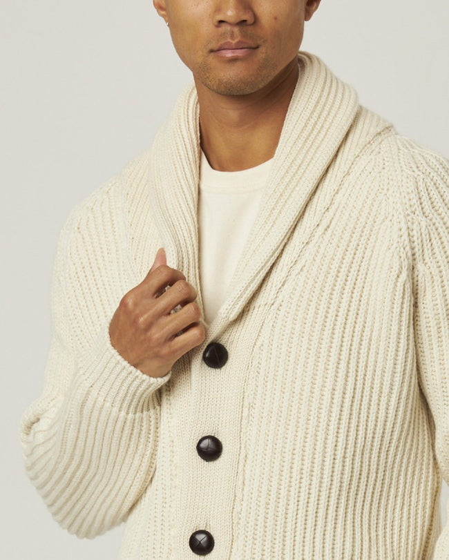 Peregrine Wilkinson Cardigan - Ecru-Men&#39;s Sweaters-Brooklyn-Vancouver-Yaletown-Canada