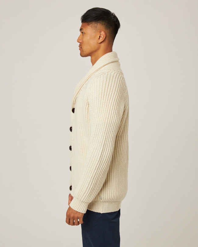 Peregrine Wilkinson Cardigan - Ecru-Men&#39;s Sweaters-Brooklyn-Vancouver-Yaletown-Canada