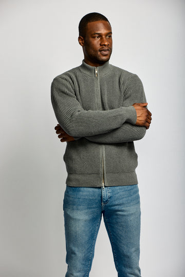 Easy Mondays Zip Cardigan Charcoal-Men's Sweatshirts-Brooklyn-Vancouver-Yaletown-Canada