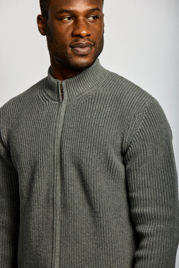 Easy Mondays Zip Cardigan Charcoal-Men&#39;s Sweatshirts-Brooklyn-Vancouver-Yaletown-Canada
