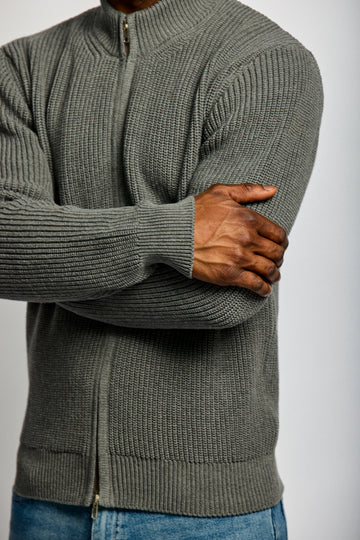 Easy Mondays Zip Cardigan Charcoal-Men&#39;s Sweatshirts-Brooklyn-Vancouver-Yaletown-Canada