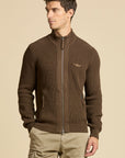 Aeronautica Militare Full Zip Sweater - Chestnut Brown-Men's Sweaters-Brooklyn-Vancouver-Yaletown-Canada