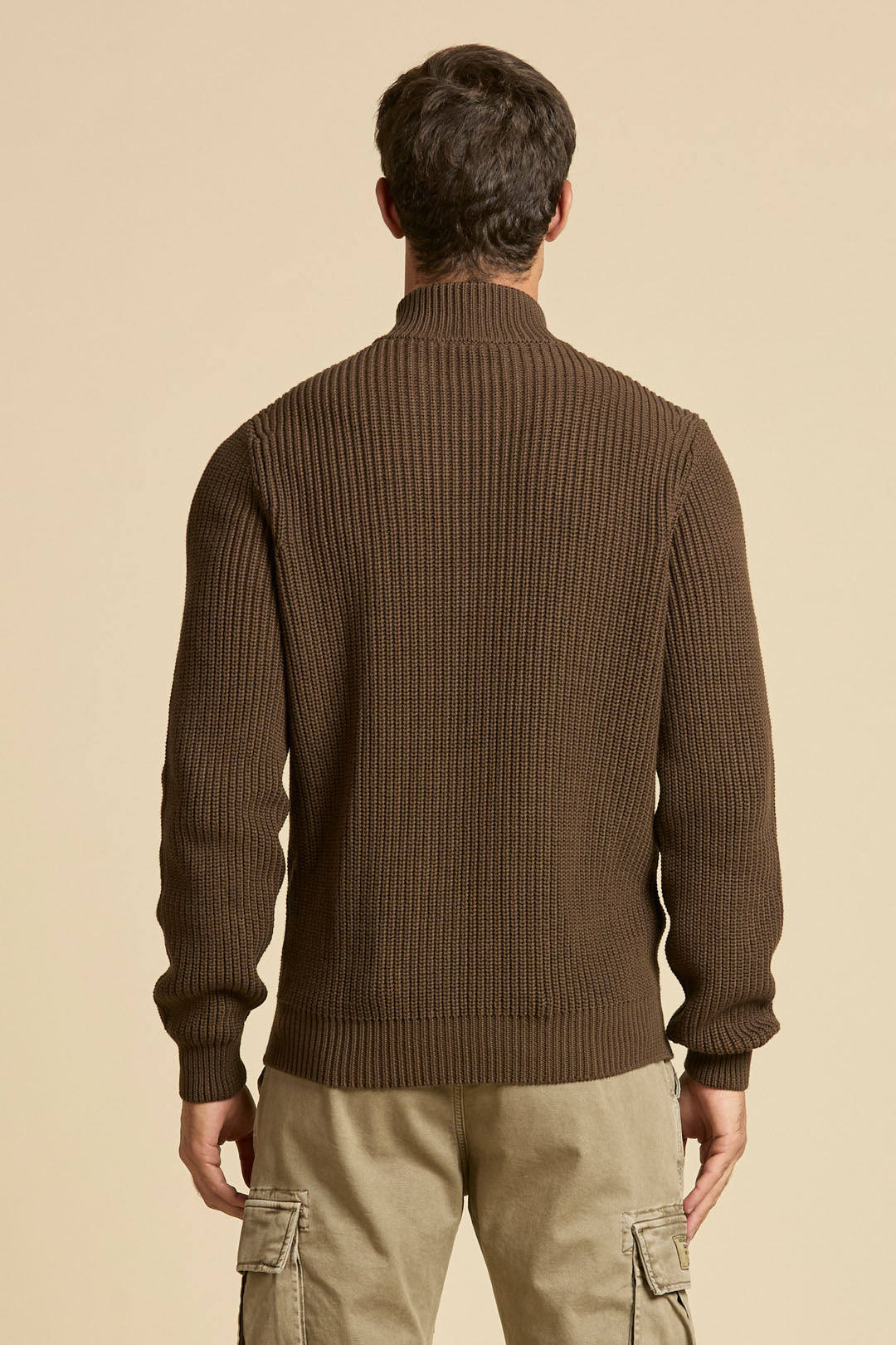Aeronautica Militare Full Zip Sweater - Chestnut Brown-Men's Sweaters-Brooklyn-Vancouver-Yaletown-Canada
