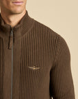Aeronautica Militare Full Zip Sweater - Chestnut Brown-Men's Sweaters-Brooklyn-Vancouver-Yaletown-Canada