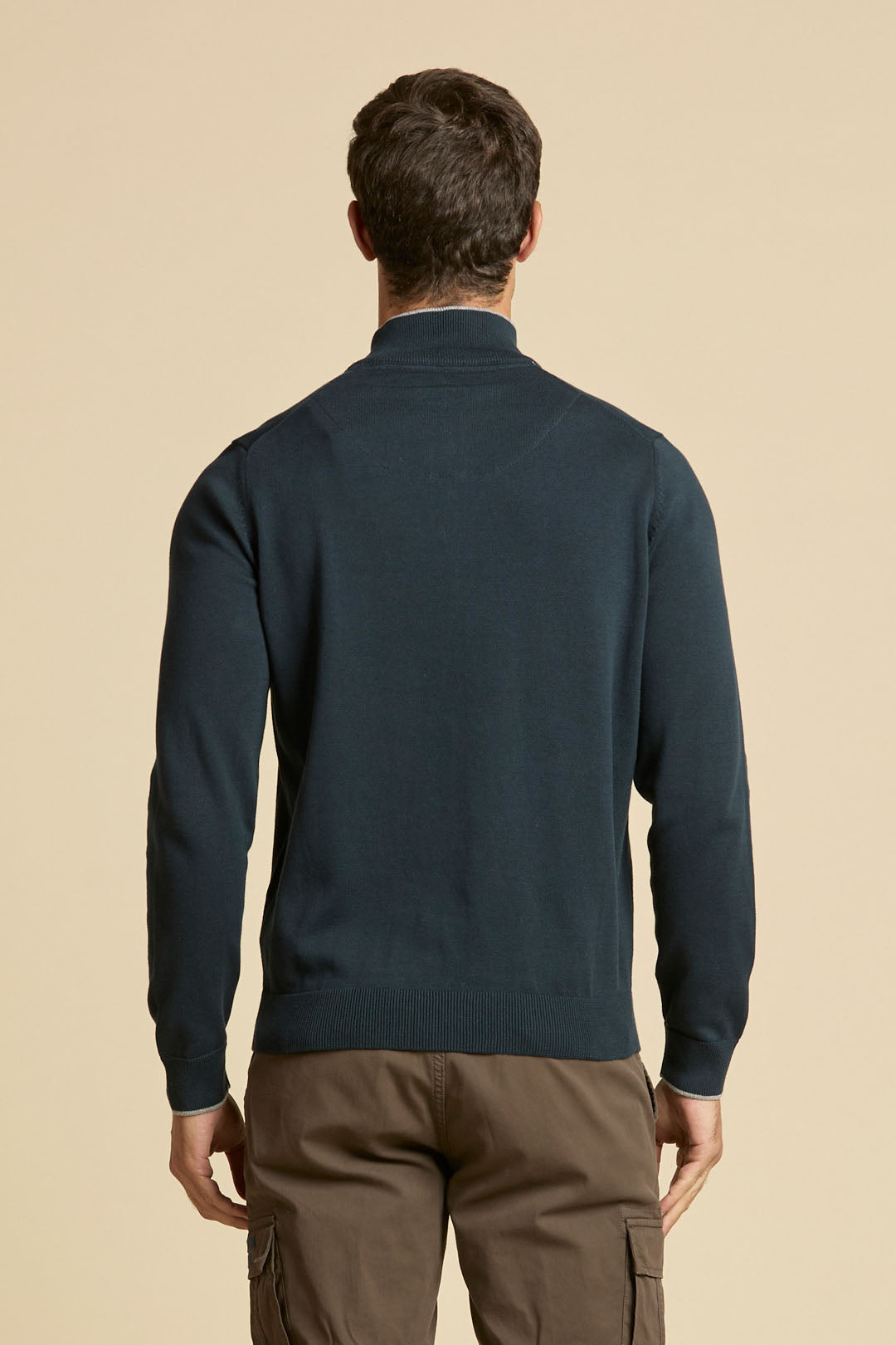 Aeronautica Militare Half Zip Sweater - Navy-Men's Sweaters-Brooklyn-Vancouver-Yaletown-Canada