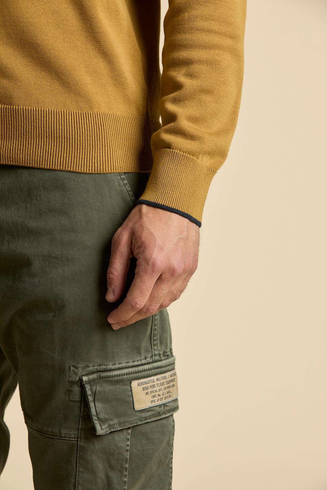 Aeronautica Militare Half Zip Sweater - Yellow Curry-Men's Sweaters-Brooklyn-Vancouver-Yaletown-Canada