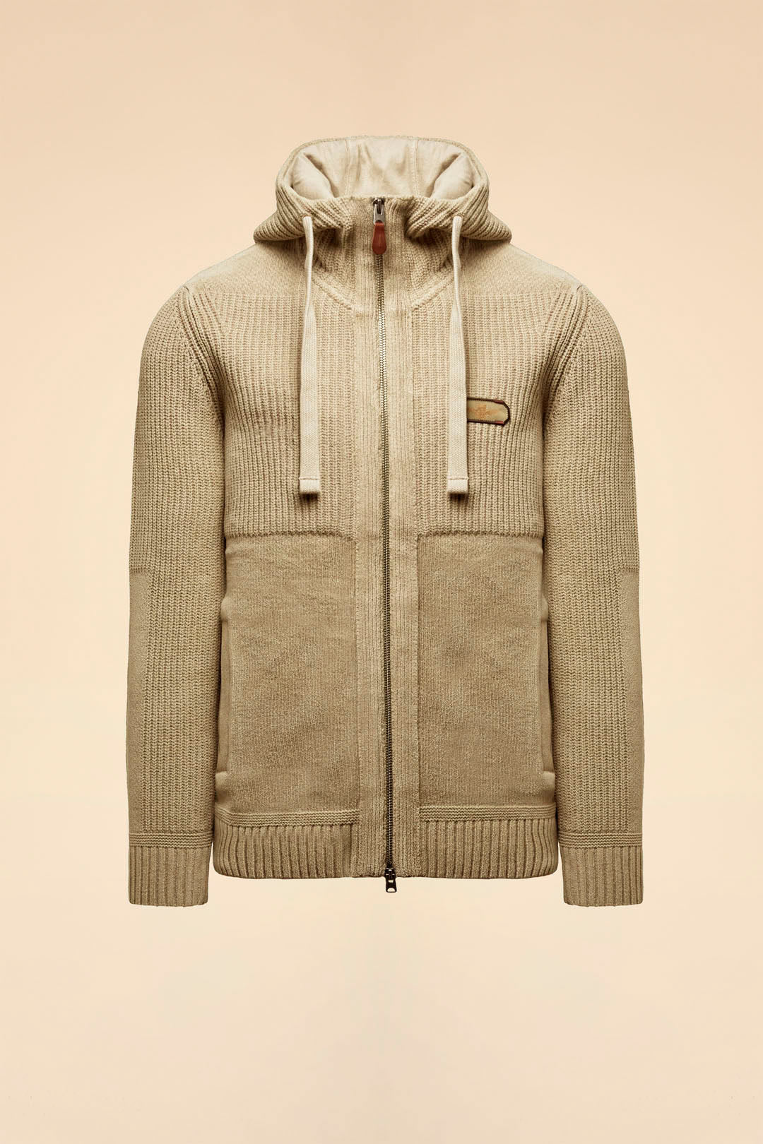 Aeronautica Militare Full Zip Hooded Sweater - Hazelnut-Men's Sweaters-Brooklyn-Vancouver-Yaletown-Canada