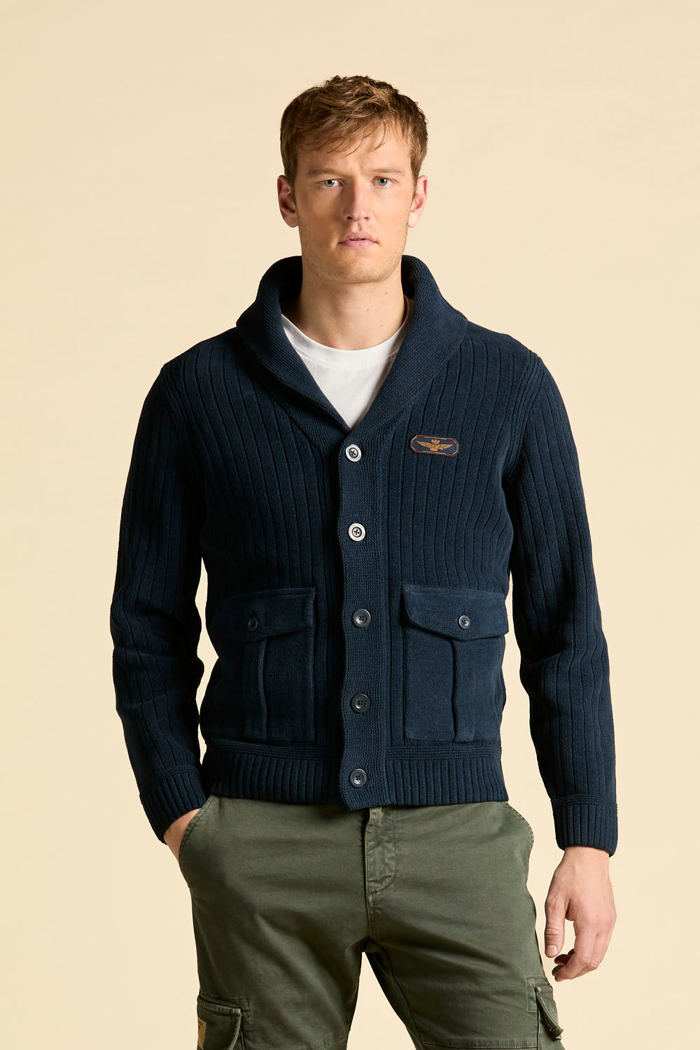 Aeronautica Militare Cardigan - Navy-Men's Sweaters-Brooklyn-Vancouver-Yaletown-Canada