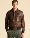 Aeronautica Militare Pilot Leather Jacket - Tobacco-Men's Leather Jackets-Brooklyn-Vancouver-Yaletown-Canada