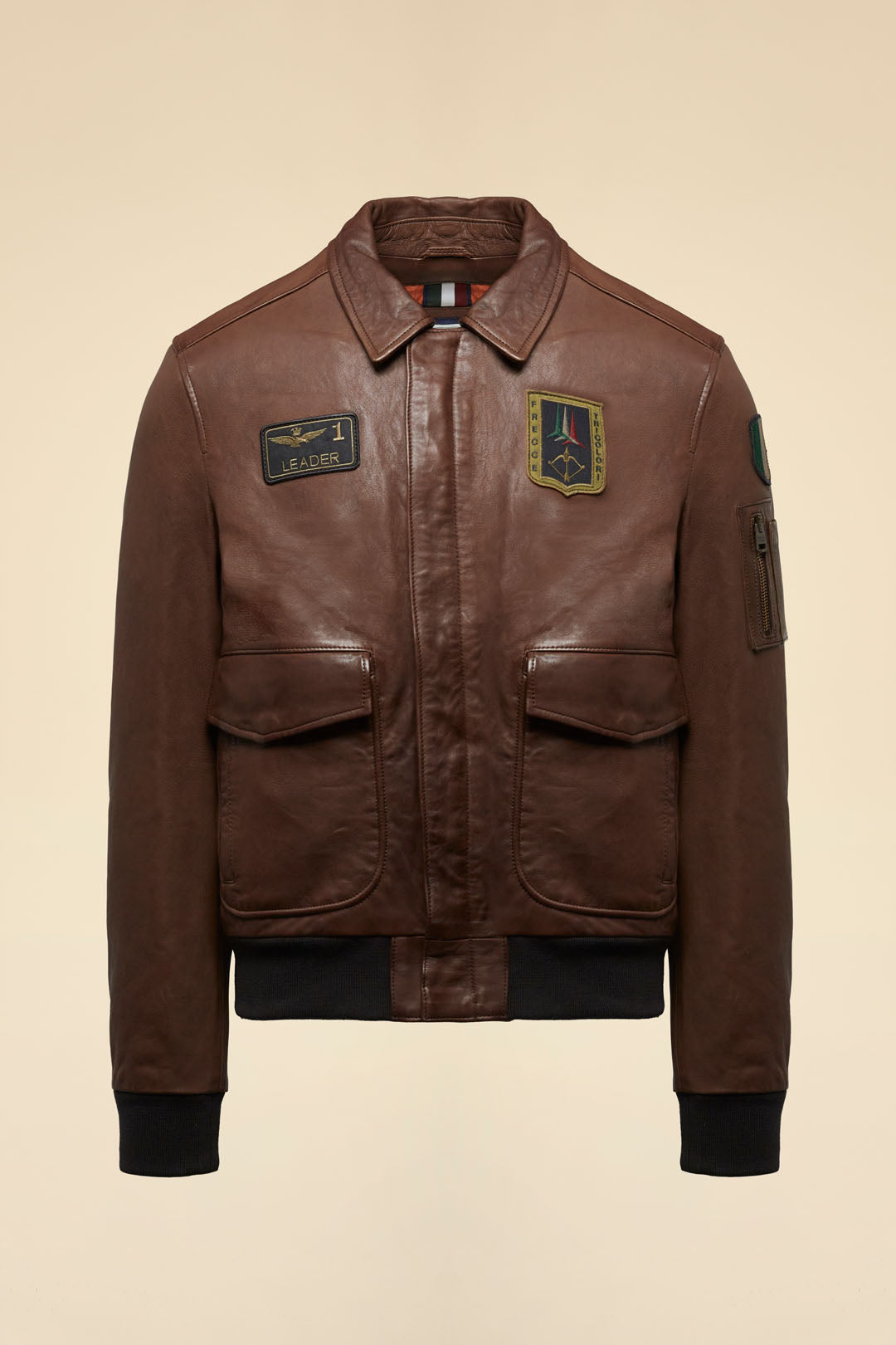 Aeronautica Militare Pilot Leather Jacket - Tobacco-Men's Leather Jackets-Brooklyn-Vancouver-Yaletown-Canada