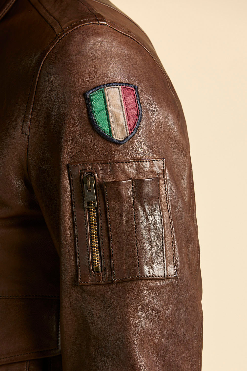 Aeronautica Militare Pilot Leather Jacket - Tobacco-Men's Leather Jackets-Brooklyn-Vancouver-Yaletown-Canada