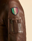 Aeronautica Militare Pilot Leather Jacket - Tobacco-Men's Leather Jackets-Brooklyn-Vancouver-Yaletown-Canada