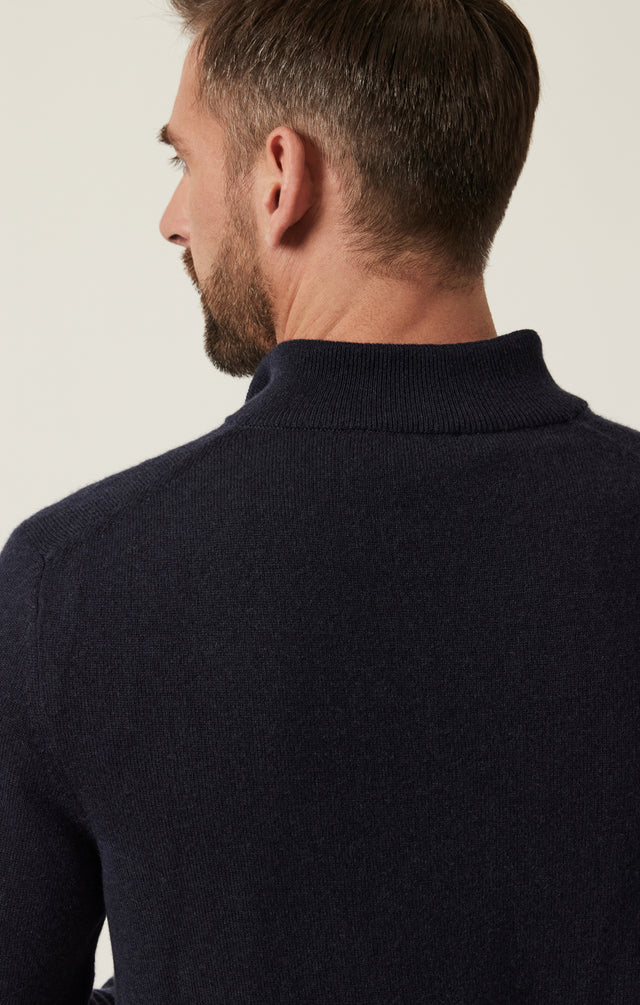 34 Heritage Cashmere Quarter Zip Sweater Dark Navy-Men&#39;s Sweaters-Brooklyn-Vancouver-Yaletown-Canada