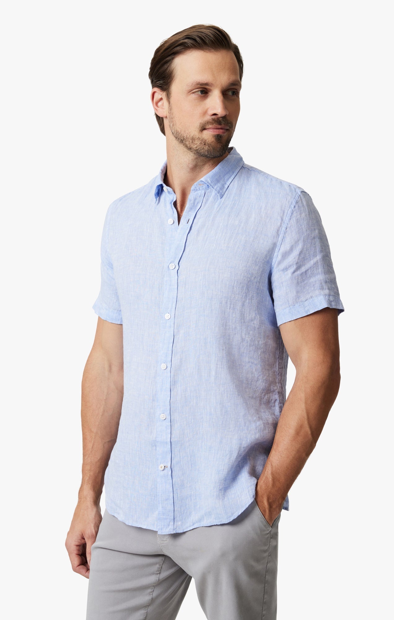 34 Heritage Linen Short Sleeve Shirt Hawaiian Ocean-Men's Shirts-Brooklyn-Vancouver-Yaletown-Canada