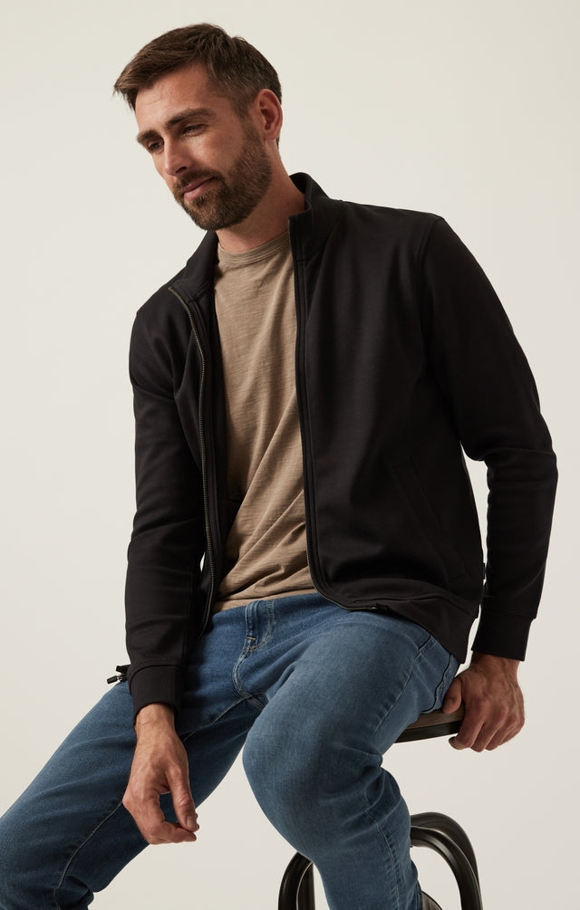 34 Heritage High Neck Zip-Up Black-Men&#39;s Sweaters-Brooklyn-Vancouver-Yaletown-Canada