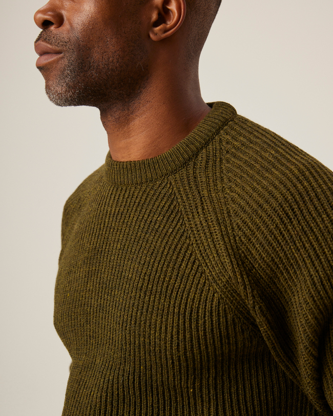 Peregrine Ford Crew Jumper - Olive-Men&#39;s Sweaters-Brooklyn-Vancouver-Yaletown-Canada