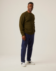 Peregrine Ford Crew Jumper - Olive-Men's Sweaters-Brooklyn-Vancouver-Yaletown-Canada