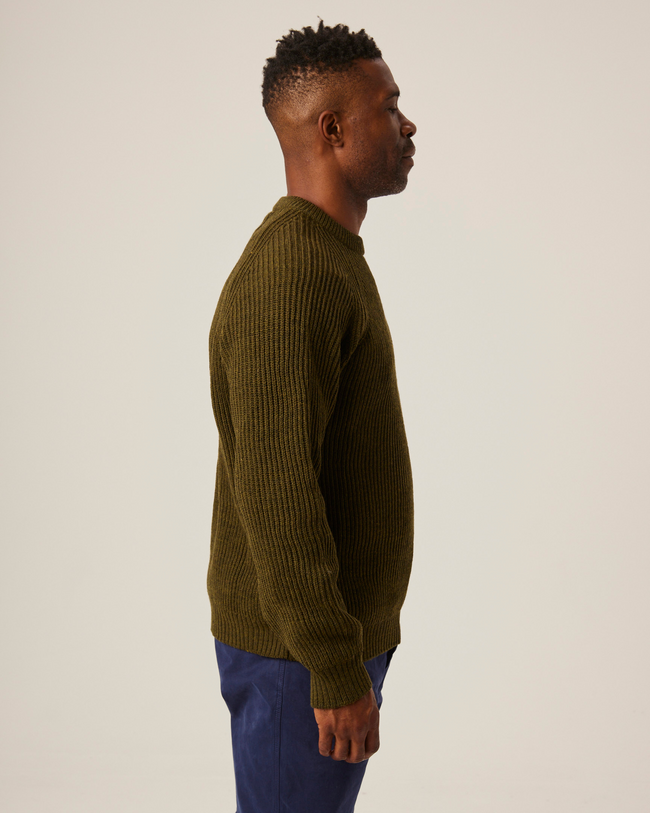 Peregrine Ford Crew Jumper - Olive-Men&#39;s Sweaters-Brooklyn-Vancouver-Yaletown-Canada
