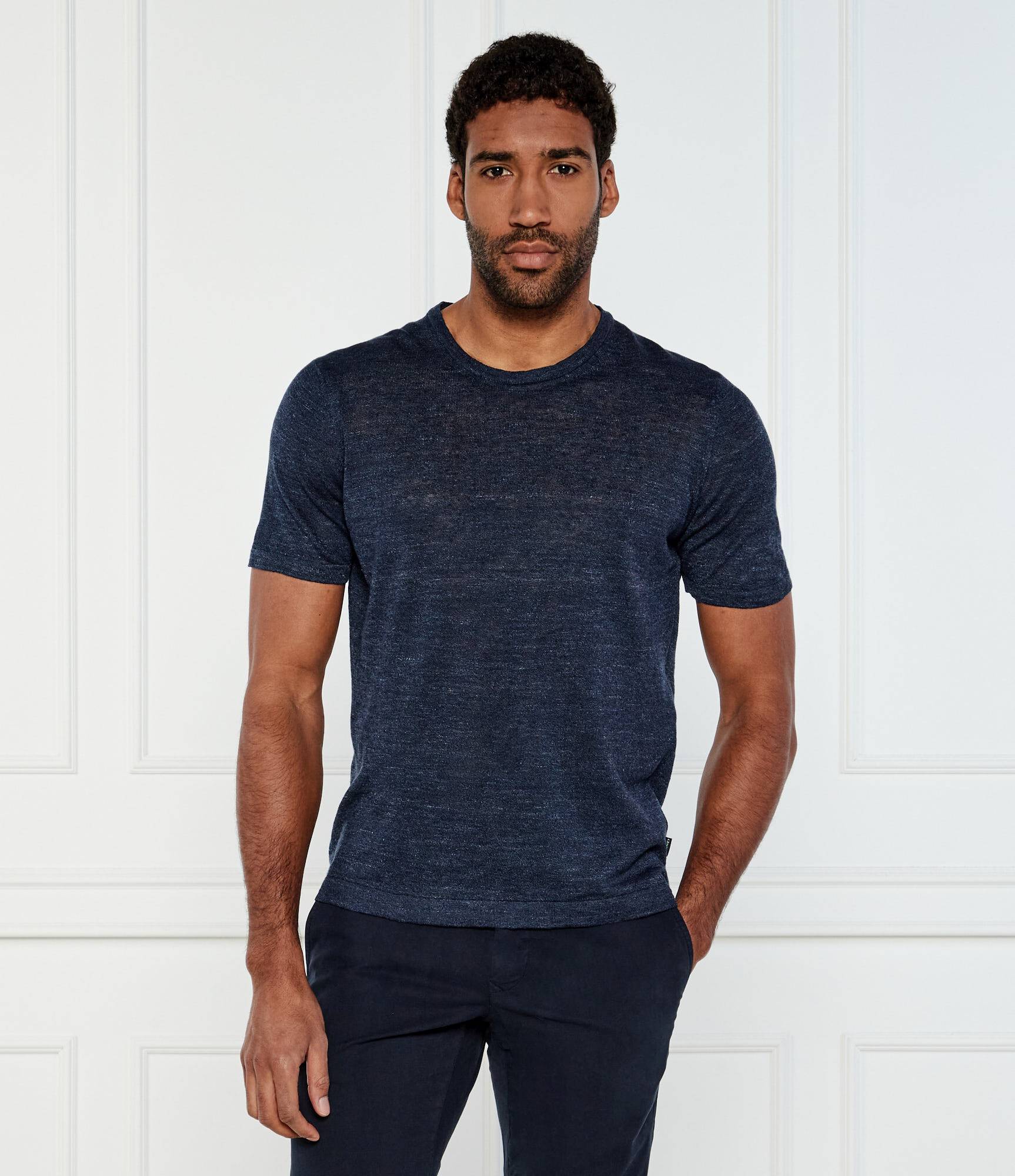 Sand LinenT-Shirt - Navy-Men's T-Shirts-Brooklyn-Vancouver-Yaletown-Canada